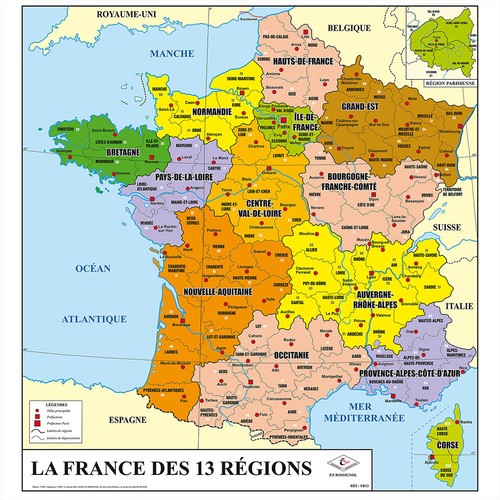 Mappa francia francese poster - francese,