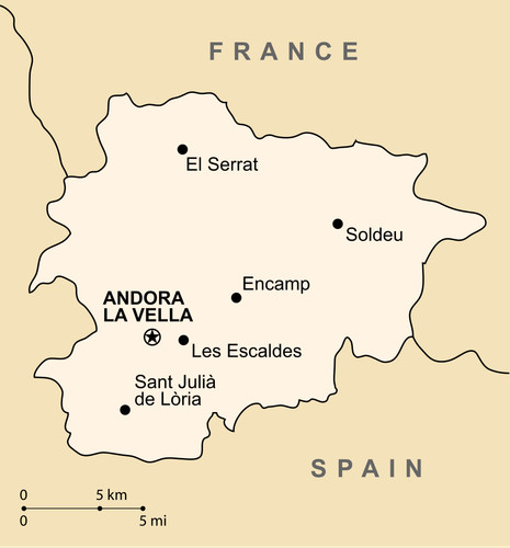 Andorra mappa politica - mappa, europa